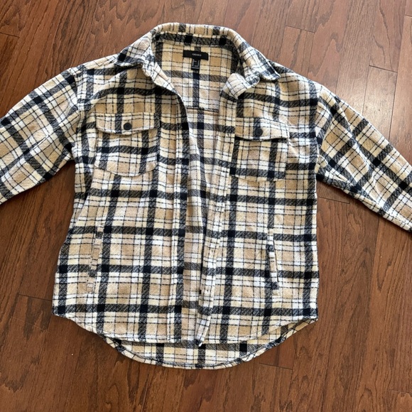 forever 21 Jackets & Blazers - Forever 21 Plaid Tan & Black Button Up - Size Small